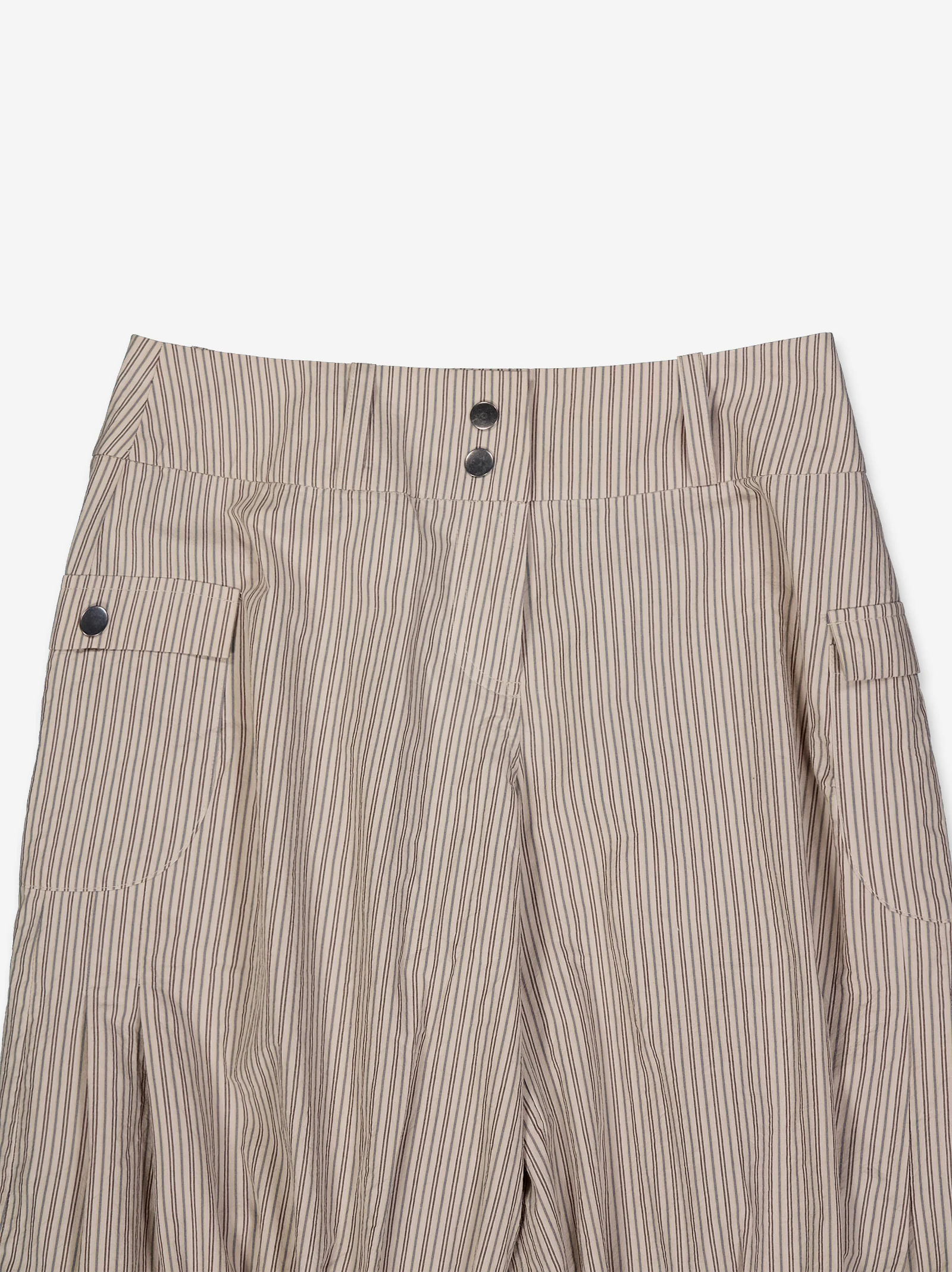 Bermuda beige de rayas con bajo ajustable - Brava - Image 3