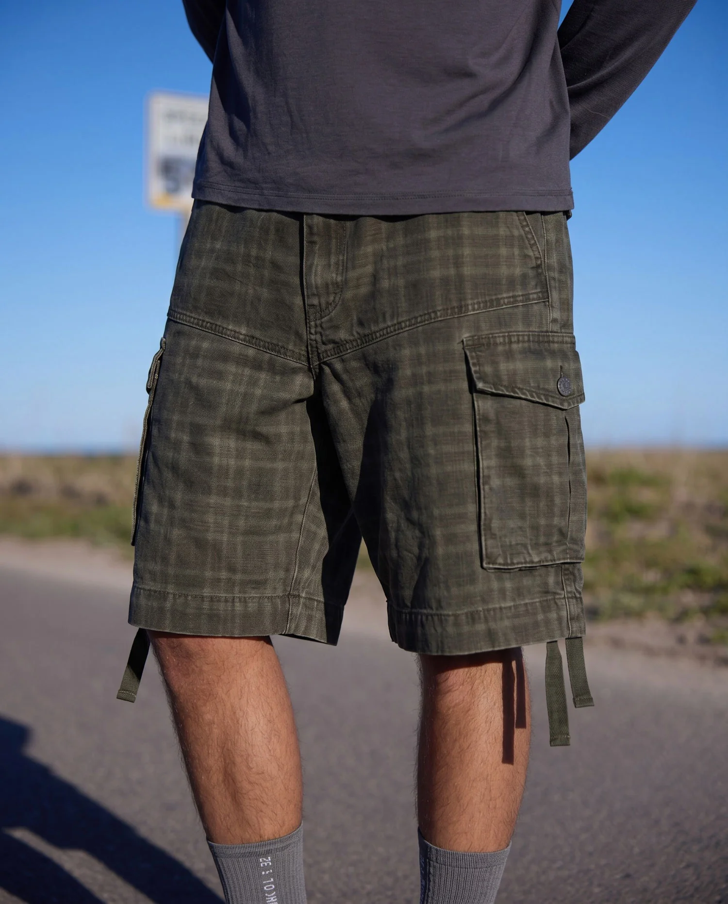 Bermudas cargo tartán ajustable - Cashmere