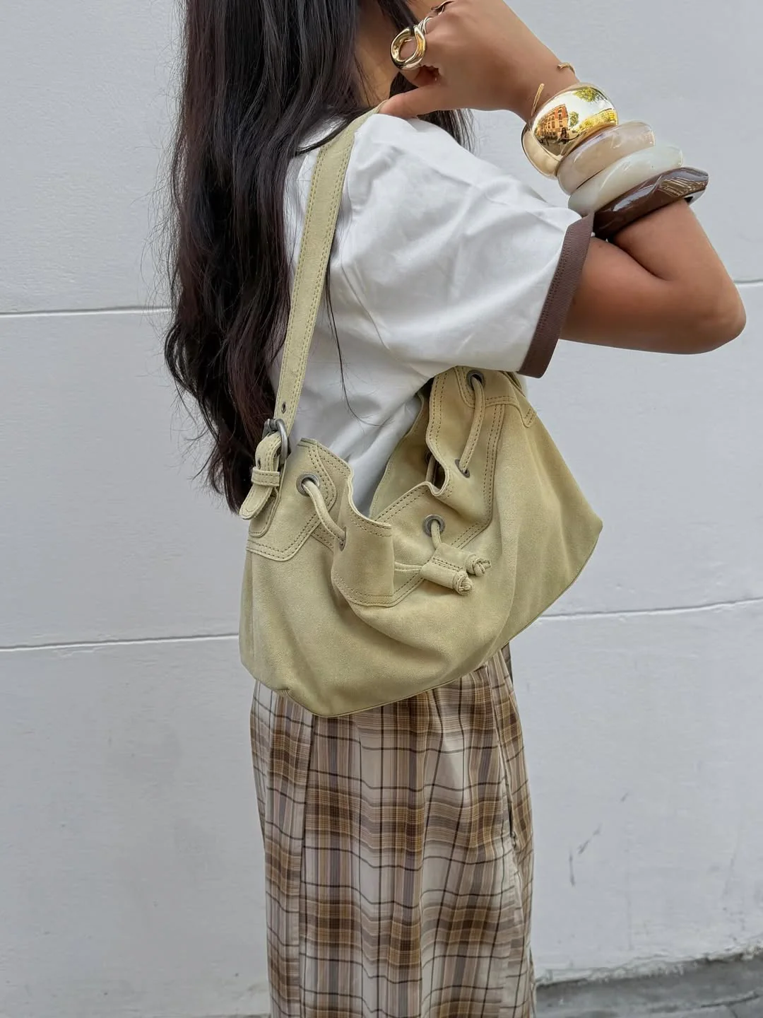 Bolso bucket de piel amarillo - Pomelie - Image 2
