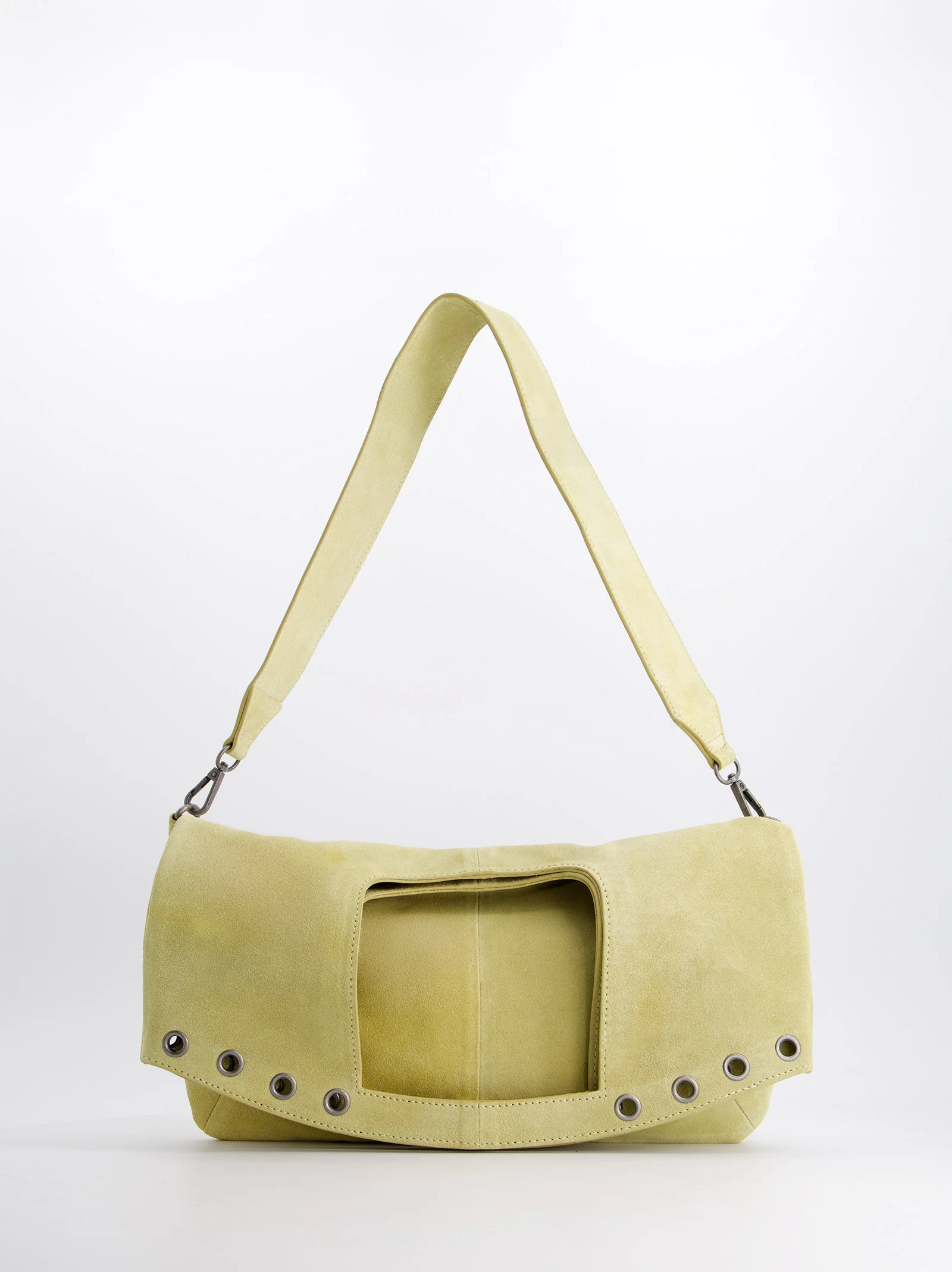 Bolso De Piel Serraje Amarillo Con Asa Extraíble -Tini - Image 2