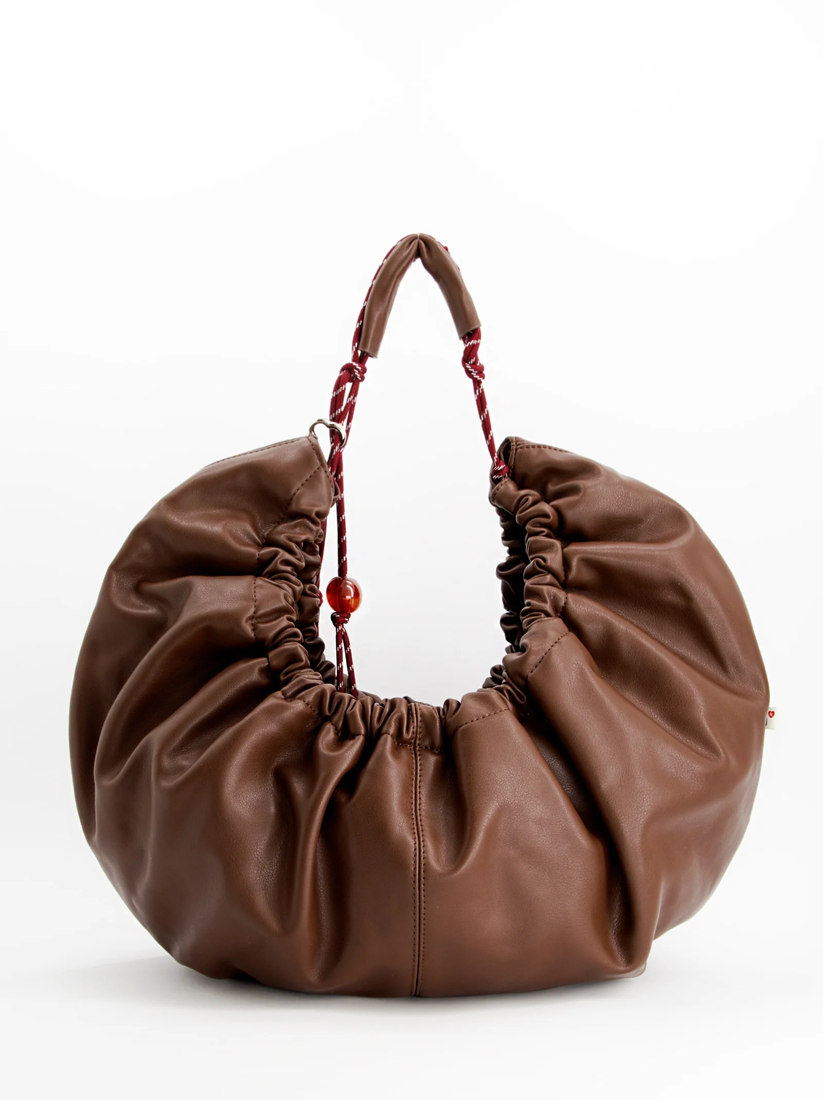 Bolso marrón fruncido efecto piel - Bolor - Image 3
