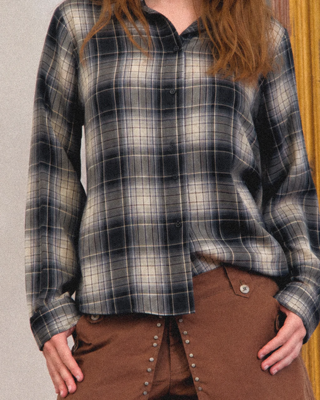 Camisa a cuadros boxy fit Numi