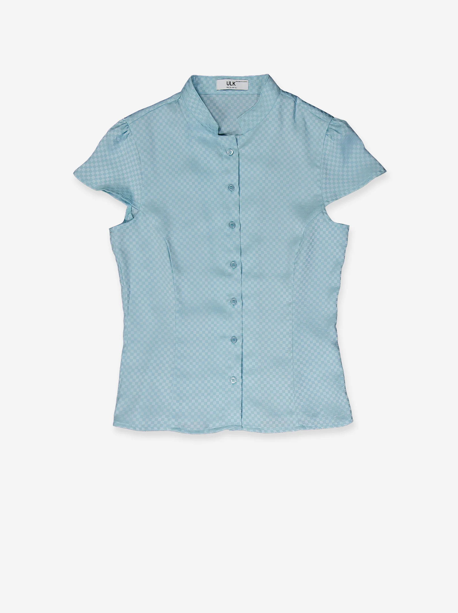Camisa satinada azul con estampado jacquard - Rin - Image 2