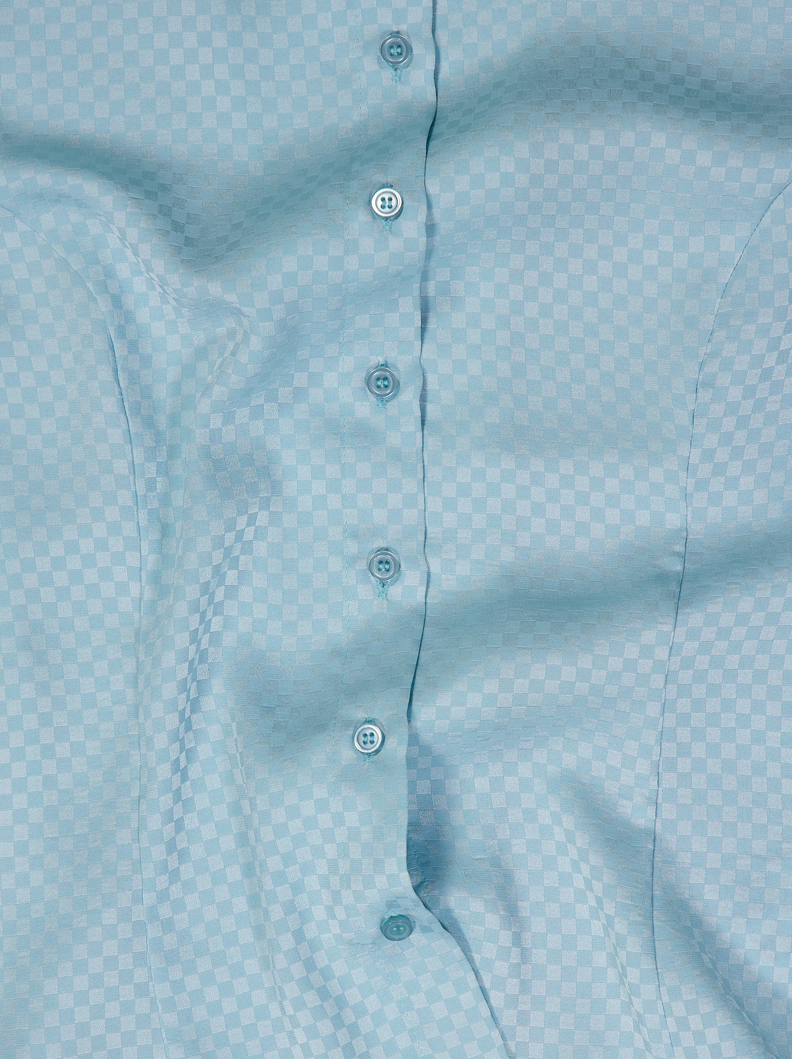 Camisa satinada azul con estampado jacquard - Rin - Image 4