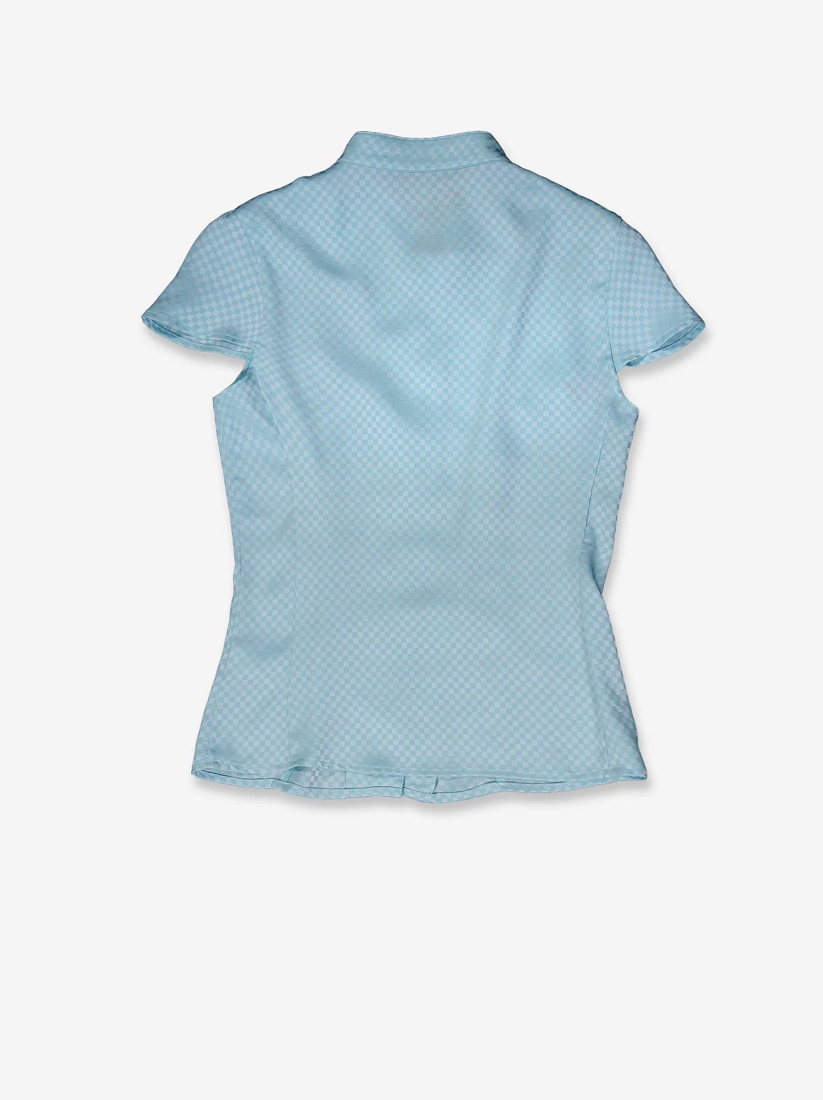 Camisa satinada azul con estampado jacquard - Rin - Image 5