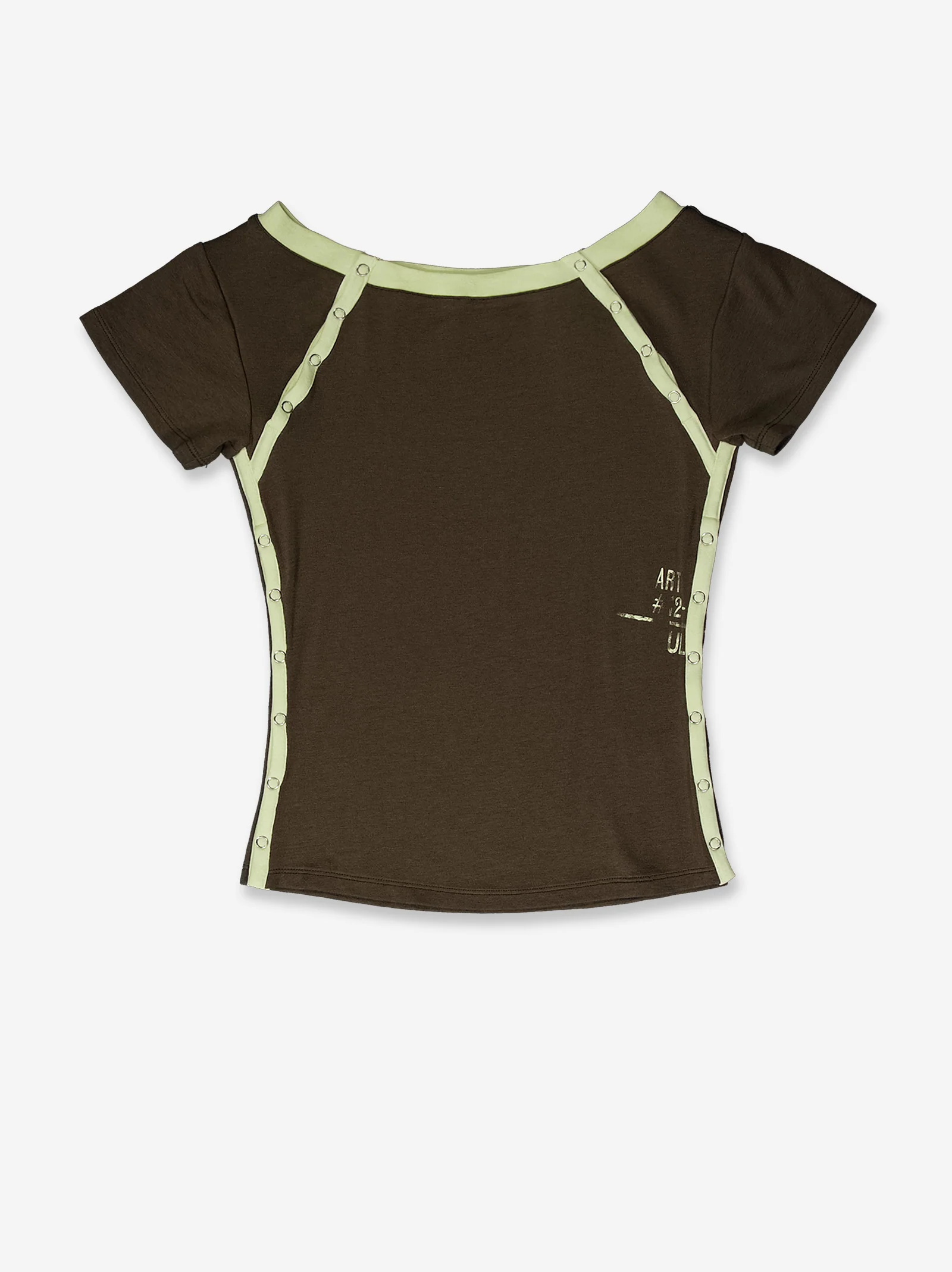 Camiseta caqui con aberturas en contraste - Vita - Image 3