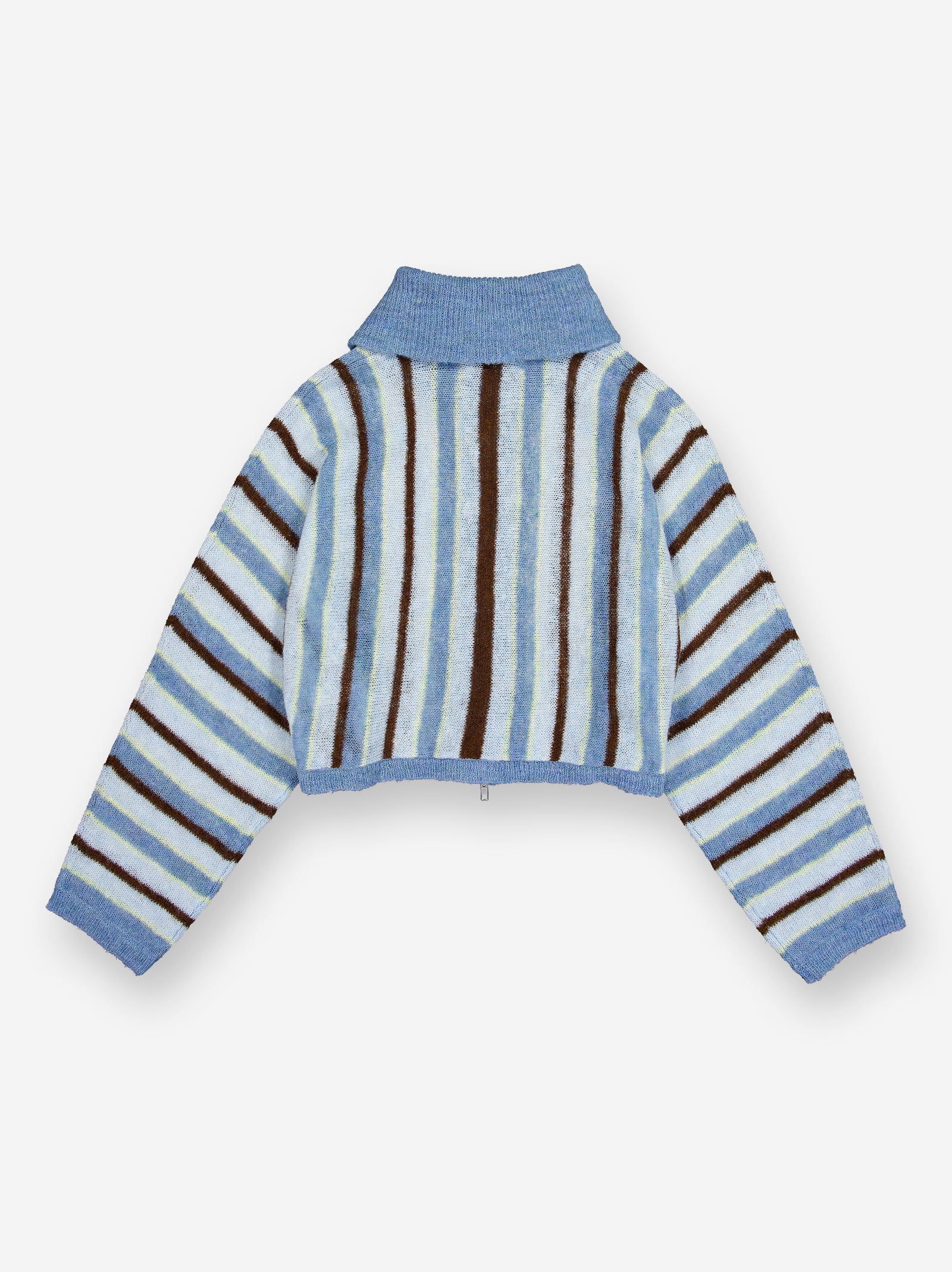 Chaqueta de punto cropped a rayas con cuello fold-over - Luzia - Image 7