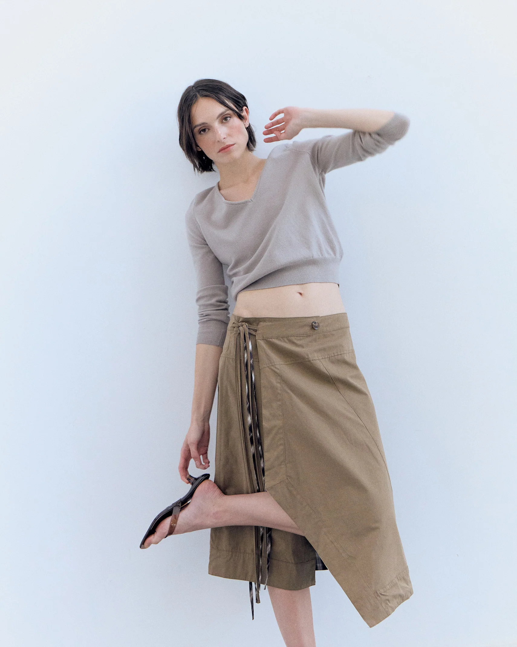 Falda midi reversible de corte asimétrico - Elan