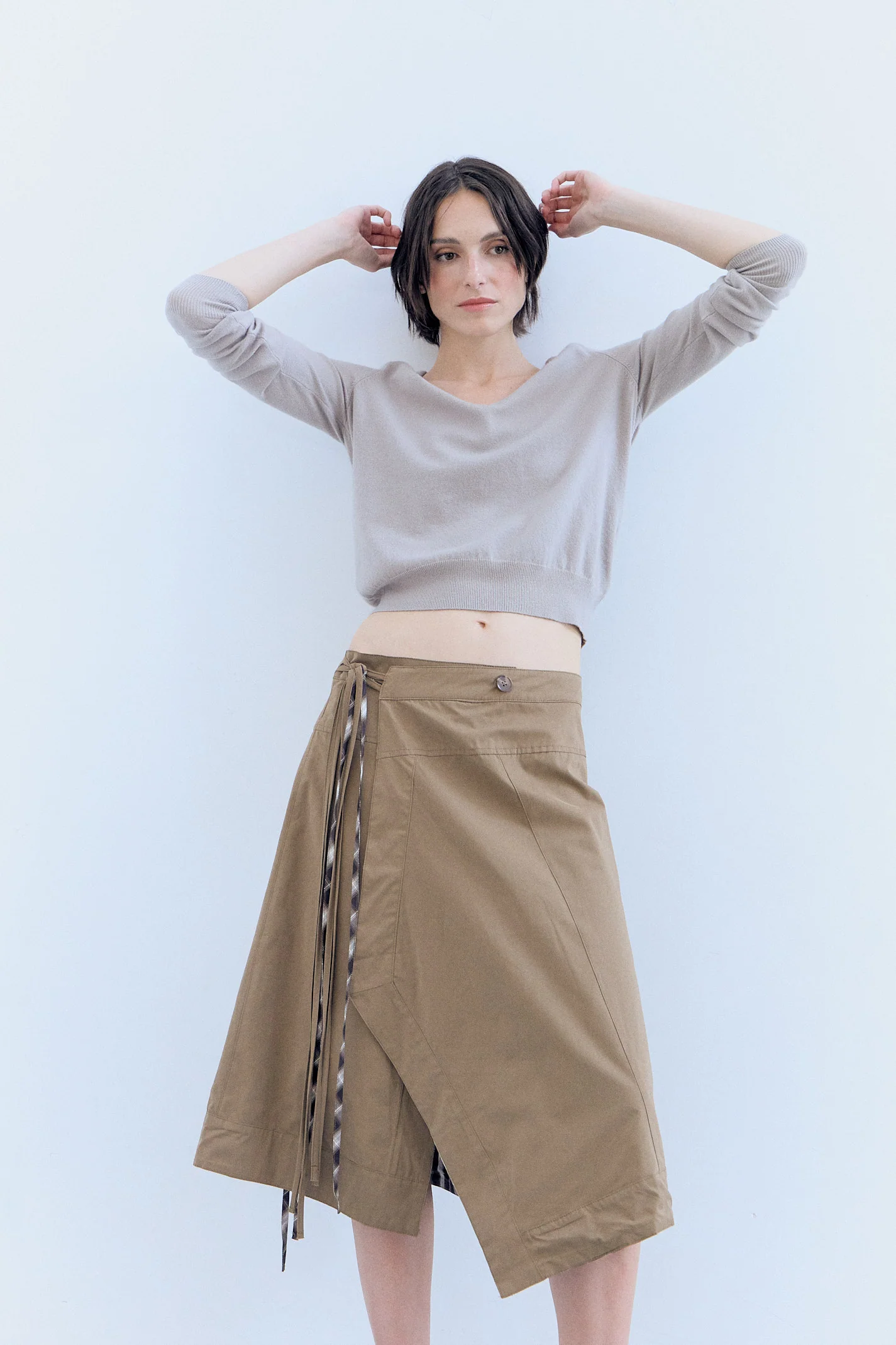 Falda midi reversible de corte asimétrico - Elan - Image 3