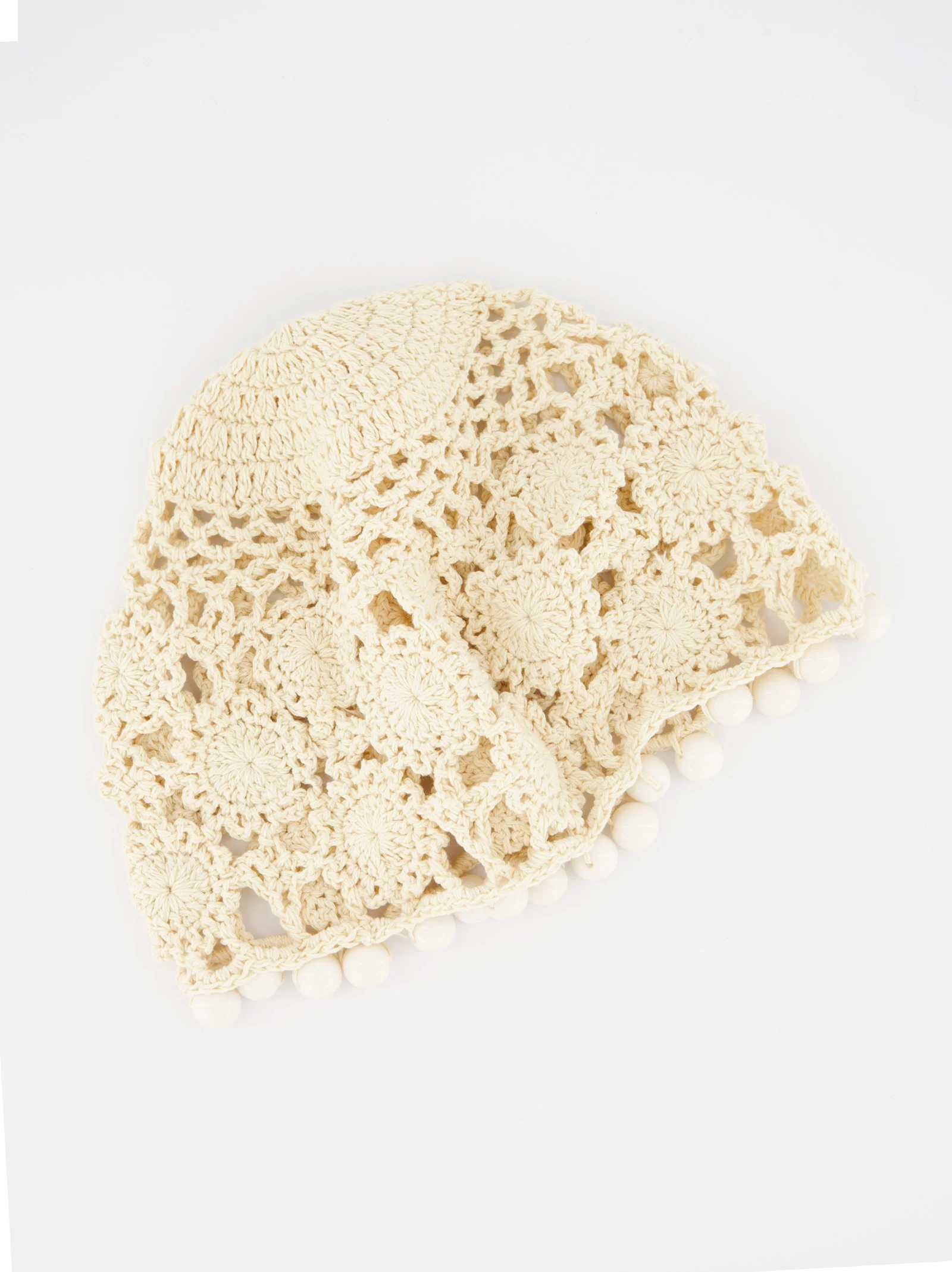 Gorro boho de crochet beige - Boho