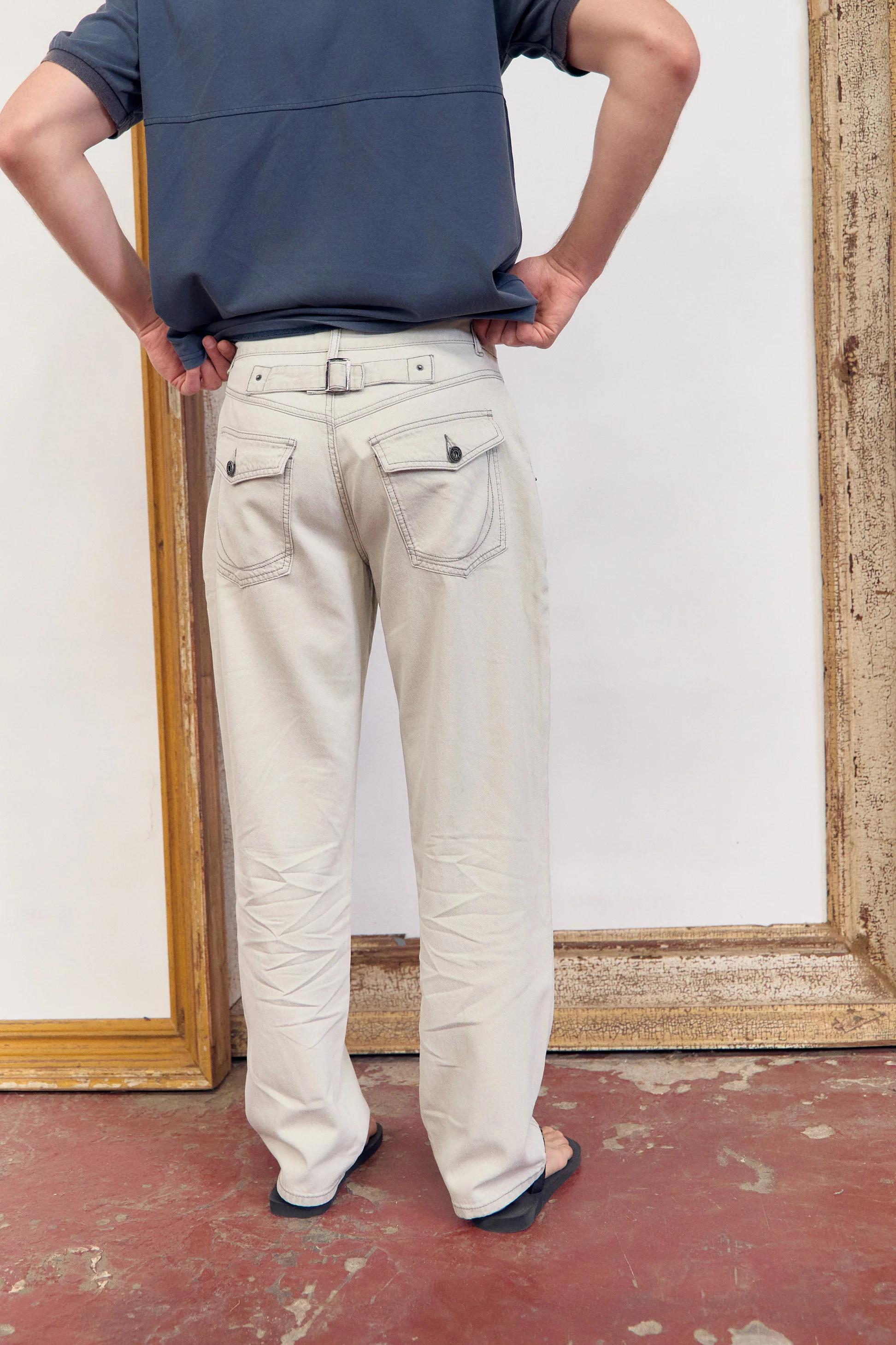 Pantalón denim crudo recto con costuras vistas Lagoon - Image 2