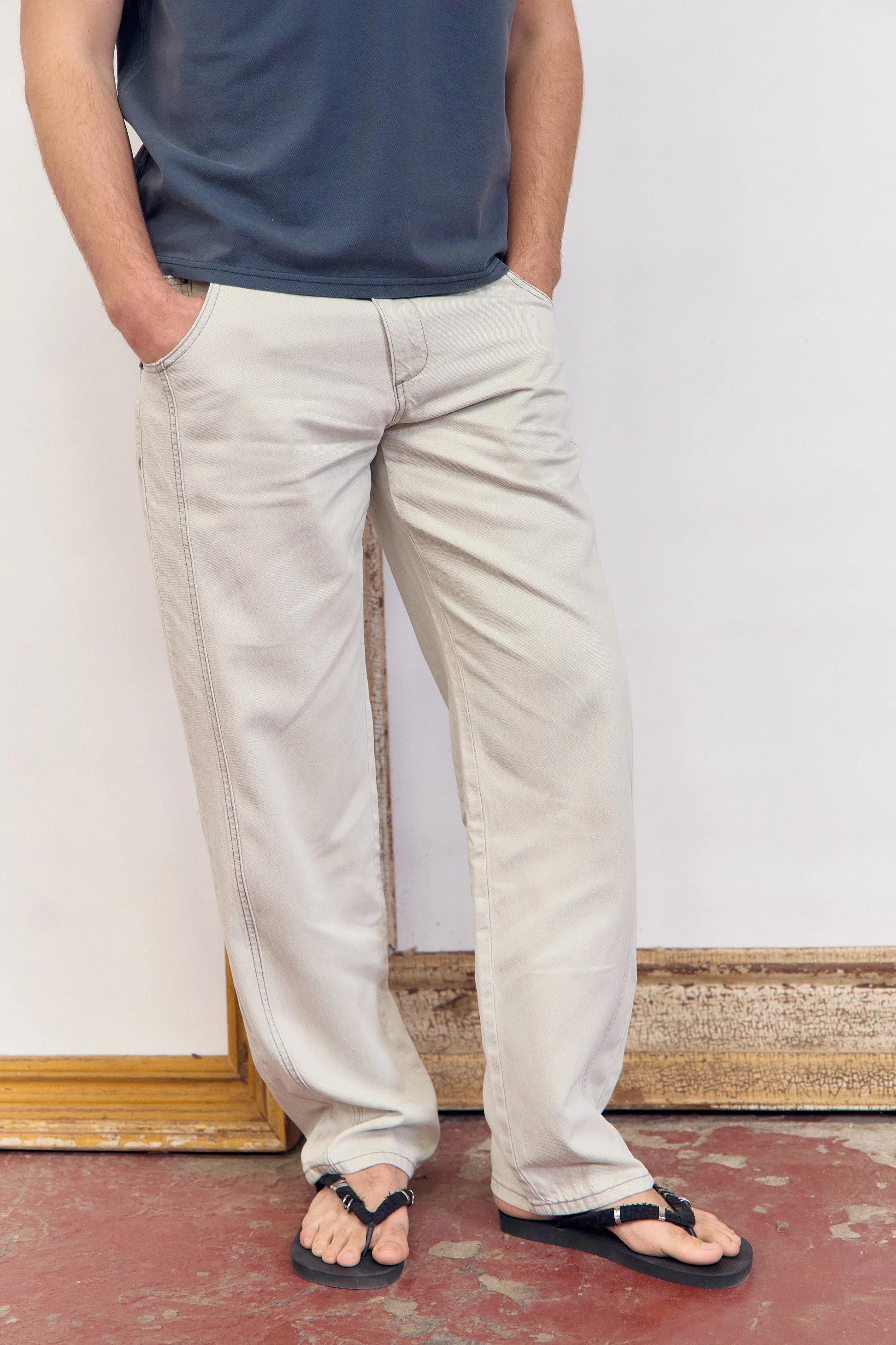 Pantalón denim crudo recto con costuras vistas Lagoon - Image 3