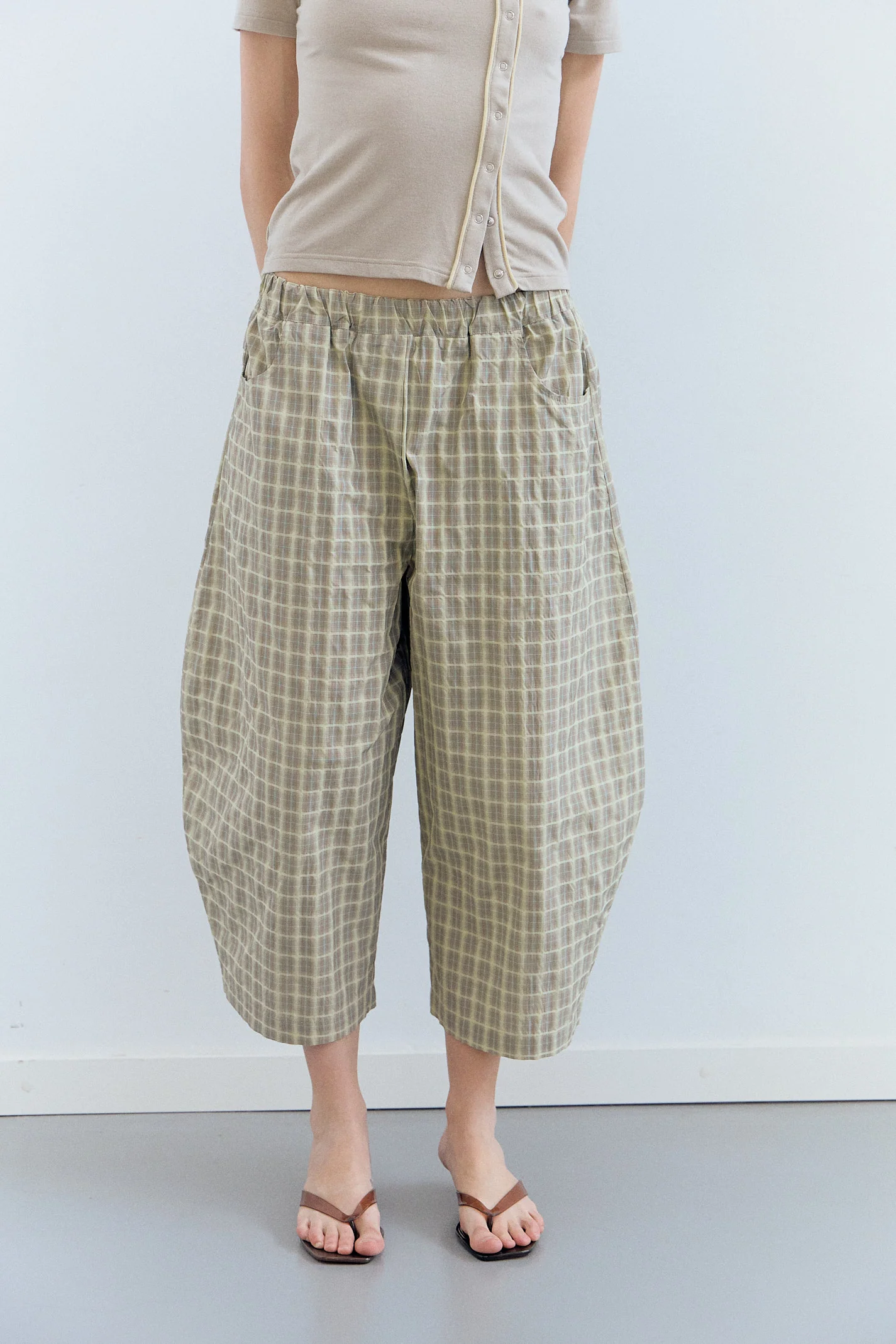 Pantalones barrel tartán con cintura elástica - Picnic