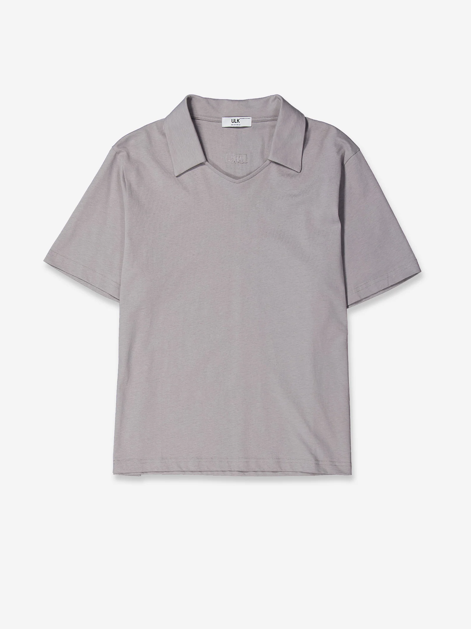 Polo gris claro de manga corta Detalle cuello - Inpol - Image 3