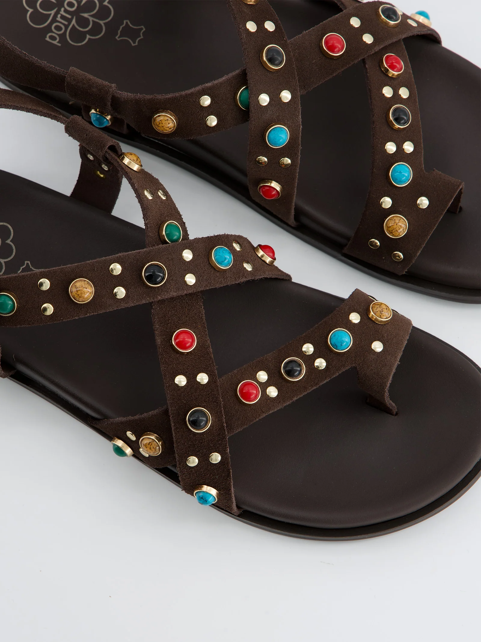 Sandalias Marrón Con Pedrería Multicolor - Image 3