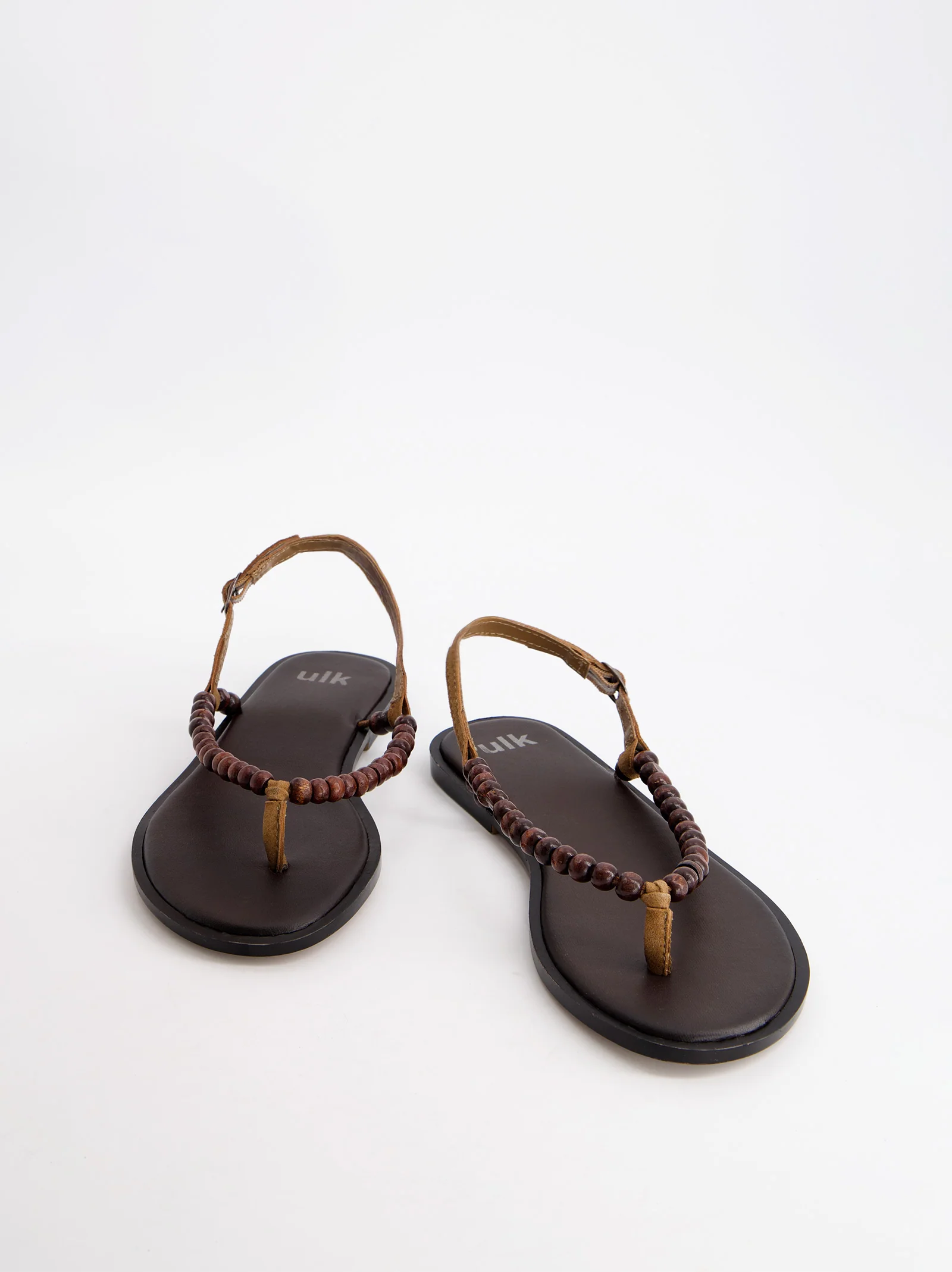 Sandalia Plana Con Bolitas De Madera - Ceniza - Image 4