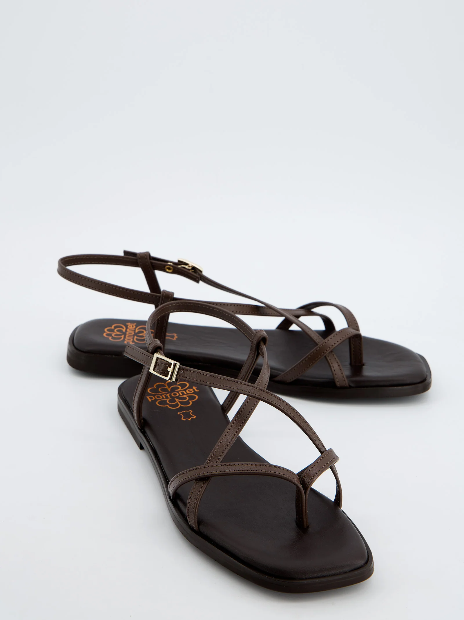 Sandalias Tiras Cruzadas Marrón - Porronet - Image 3