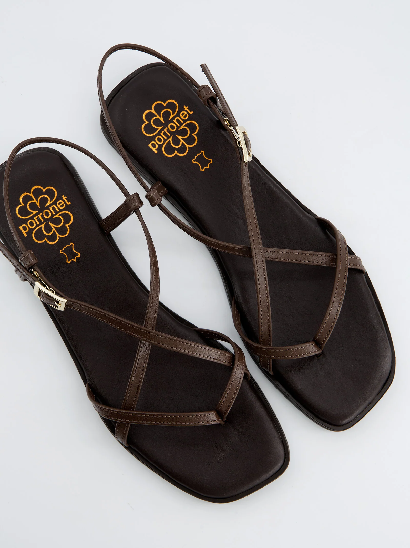 Sandalias Tiras Cruzadas Marrón - Porronet - Image 4