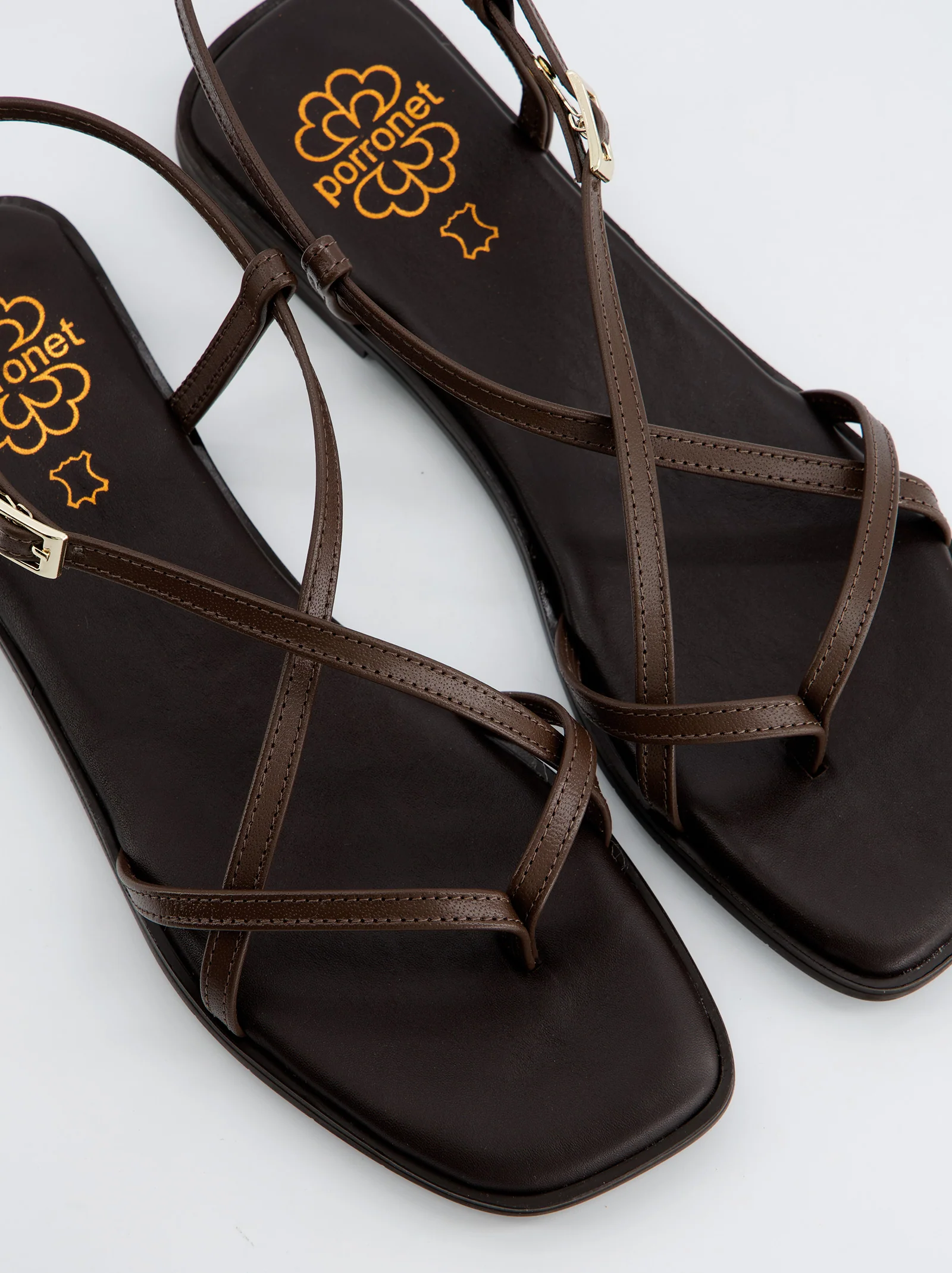 Sandalias Tiras Cruzadas Marrón - Porronet - Image 5