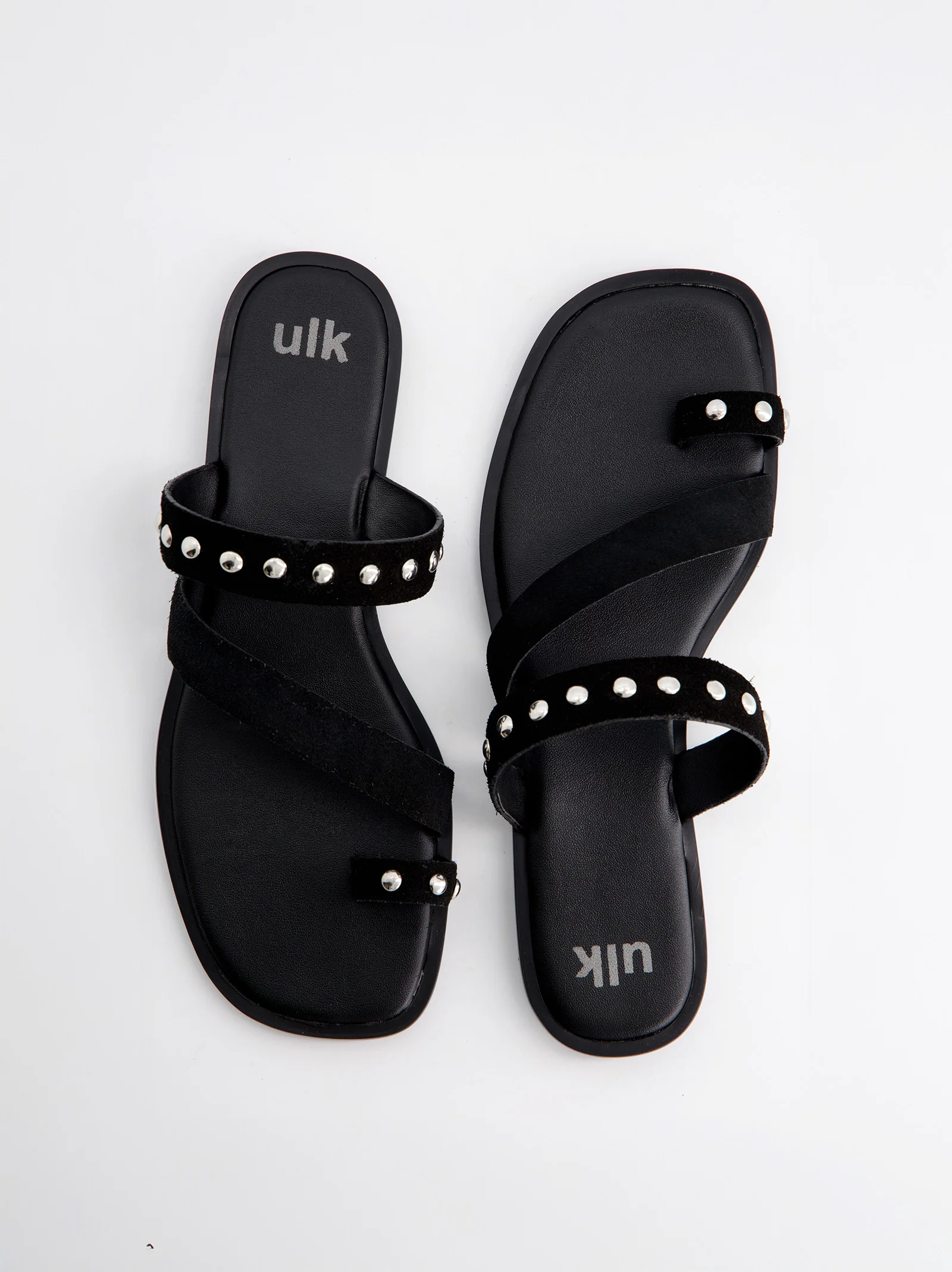 Sandalias negras de piel con tachuelas - Barroca