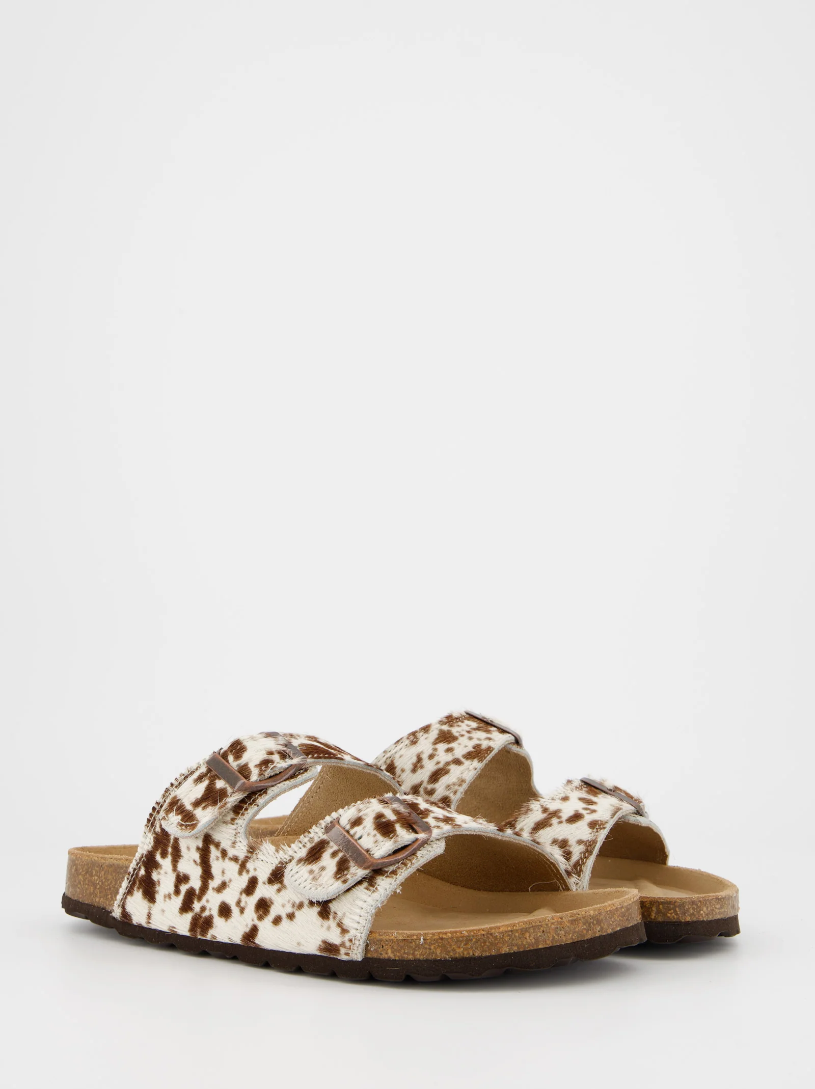Sandalias planas de pelo con estampado animal - Image 3