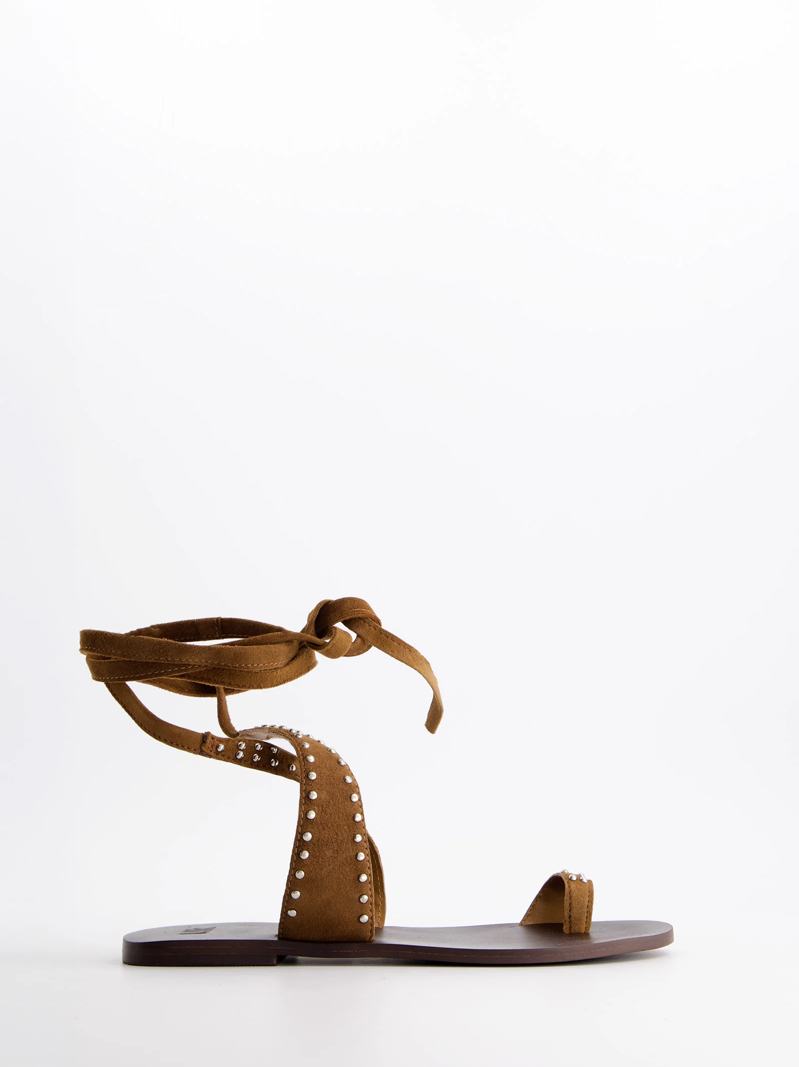 Sandalias Planas De Piel Serraje Con Tachas - Nomada - Image 2