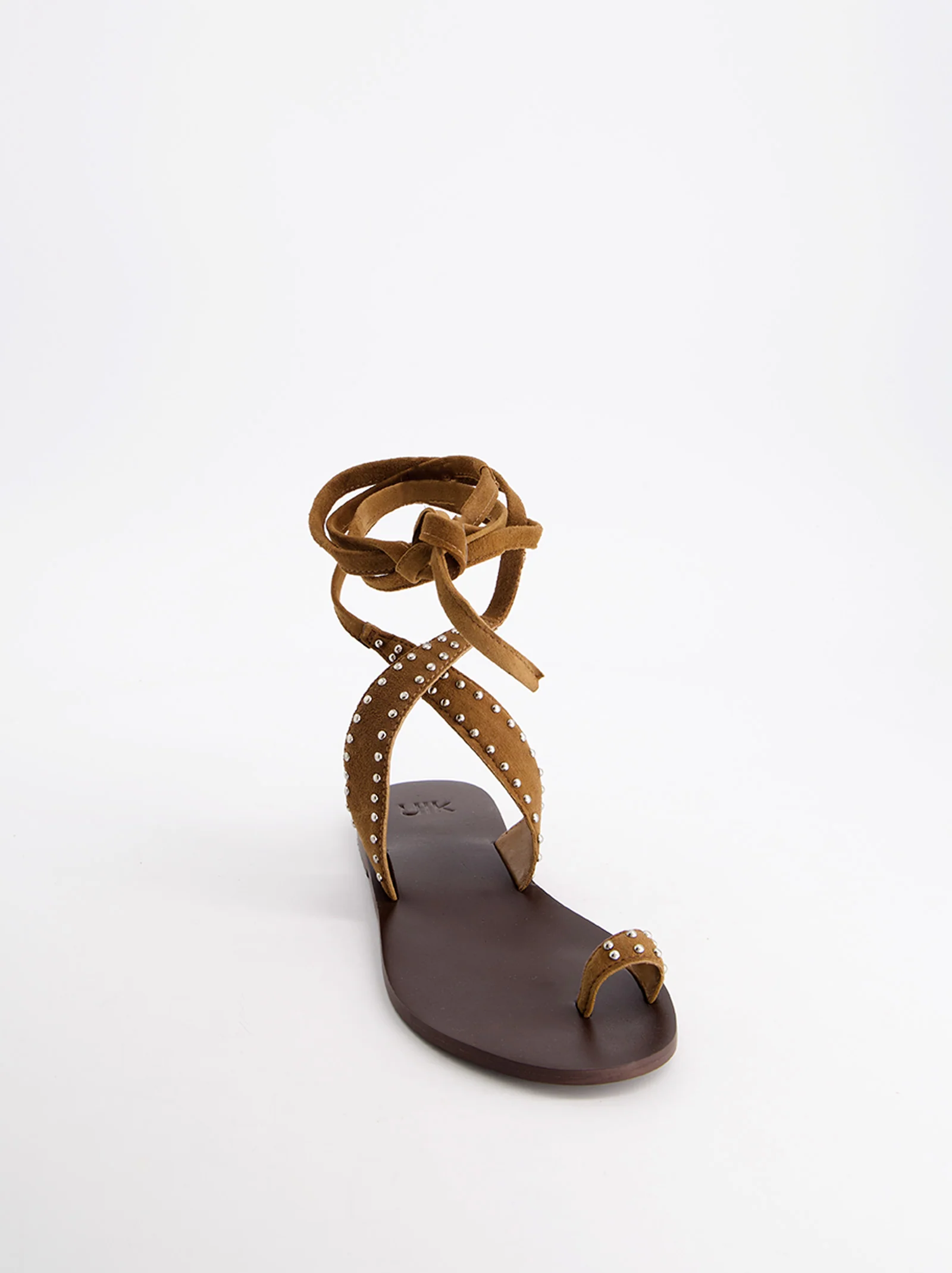 Sandalias Planas De Piel Serraje Con Tachas - Nomada - Image 4