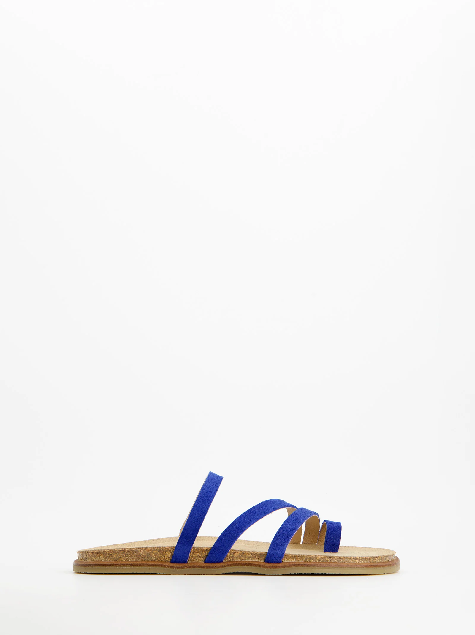 Sandalias Planas De Serraje Azul - Vane