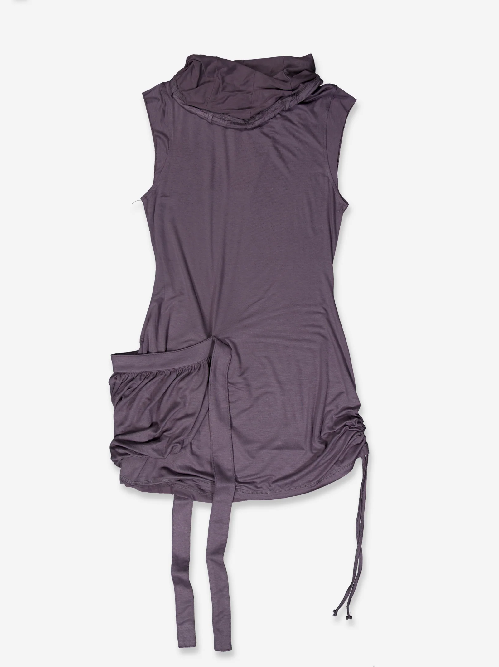 Vestido con bolsillo lateral cuello alto y bajo fruncido - Chao - Image 5